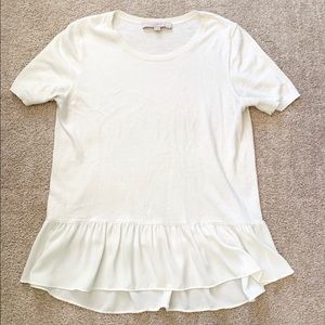 Loft White Peplum Tee